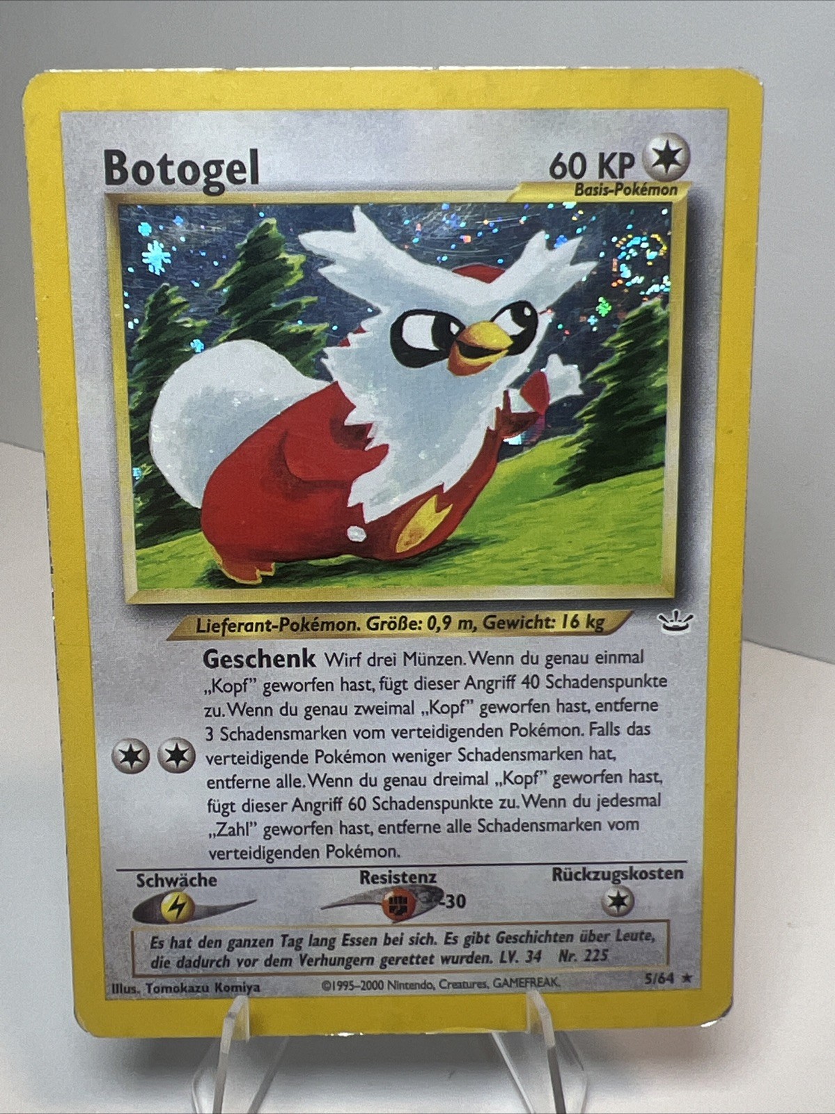 HP Botogel Delibird 5/64 Holofoil German Neo Revelation AUTHENTIC Pokemon Card