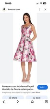 Adrianna Papell Mikado Fit and Flare Dress Size 14 Pink Floral
