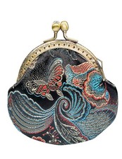Mini Vintage Cotton Kiss-lock Coin Purse Buckle Wallet for