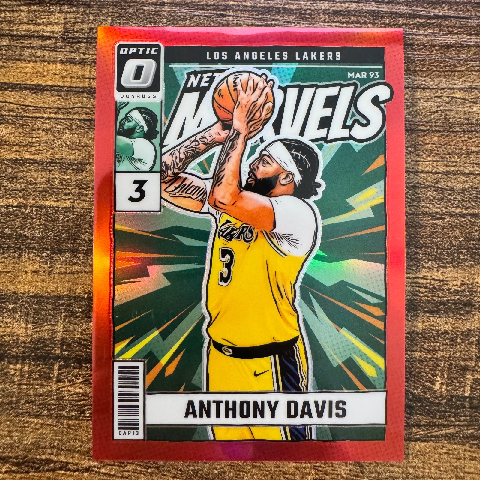 2024-25 Donruss Optic Anthony Davis #5 Net Marvels Red Prizm #55/99 LA Lakers