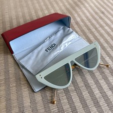 Fendi Cat Eye Sunglasses Womens Green FF 0371/S 5CB3J Oversized Gray Lens Italy