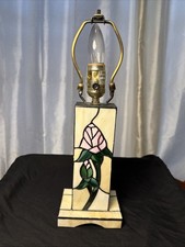 Vintage Tiffany Style Stained Glass Lamp Base Works Double Light- NO Lampshade