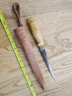 J. Marttiini Finnish Fish Filet Knife for Rapala w/ Leather Sheath Signed Blade