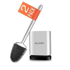 Toilet Brush and Holder Set for Bathroom, Flexible Toilet Bowl Brush Head wit...