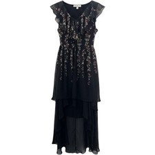 LC Lauren Conrad Runway Floral High Low Dress Black Ruffle Lace Up Boho 12