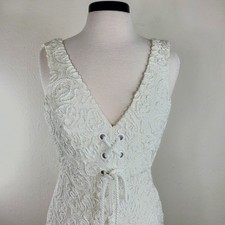 BCBGMaxazria Evanna Front Lace-Up Corset Sleeveless Floral Lace Dress Size 0