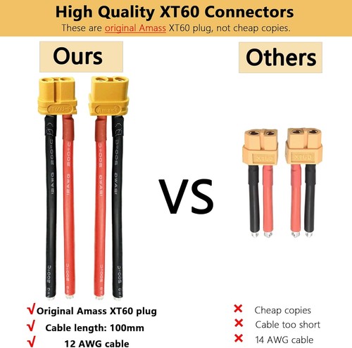 XT60 Connector Plug Cable - Female and Male Connectors Adapter with 12AWG... - Bild 5 von 6