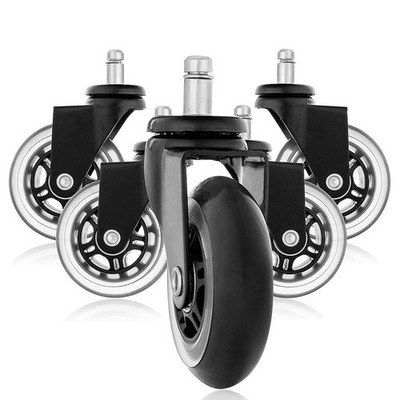 5 Pack Heavy Duty 3'' Office Chair Caster Rubber Swivel Wheels Replacement