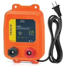 Electric Fence Charger PE2 0.10 Joule, 2-Mile/ 8 Acres Plug in Electric Fence Ch