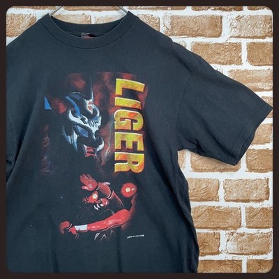 Jushin Thunder Liger T-Shirt Black L Rare Pro Wrestling Logo Print