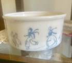 VINTAGE *RARE* Hazel-Atlas Dutch Skating Milk Glass dish-White/Blue 6" HTF!