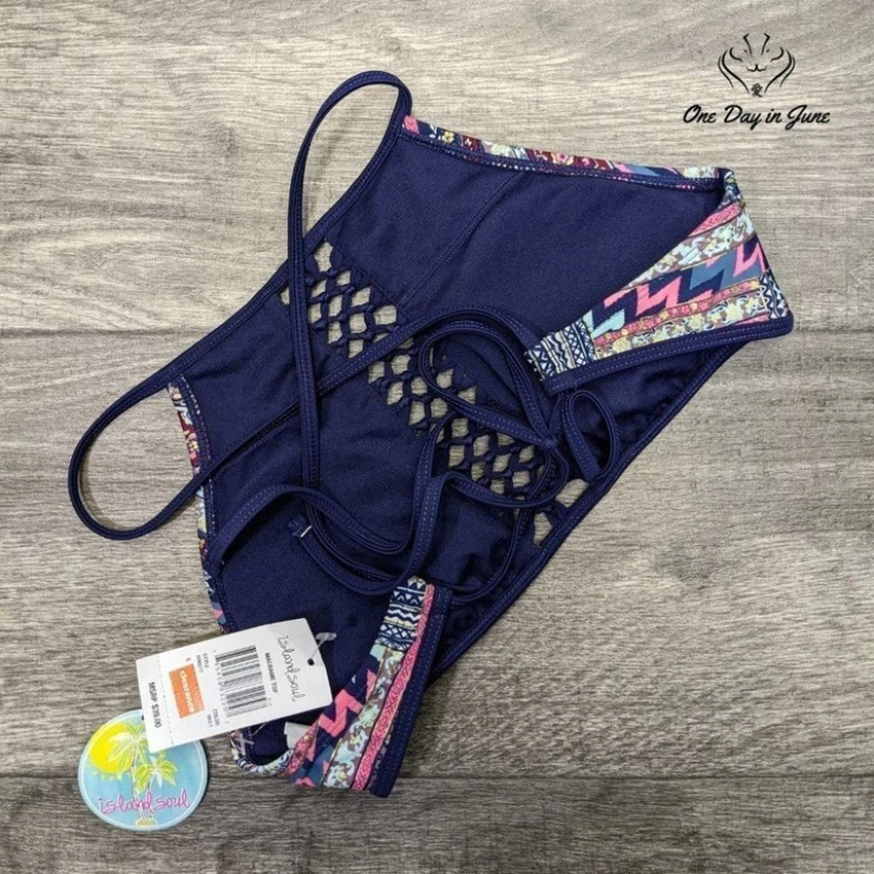 Island Soul Macrame Bikini Top Swimsuit Size S - Image 2 of 2