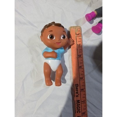 Mattel Dora the Explorer Baby Boy and Puppy Dog Plastic Figures Set Brown Blue