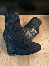 ann demeulemeester Platform Wedge Brocade Boots 38/8