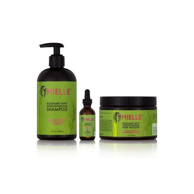 MIELLE ORGANICS Mielle Rosemary Mint Shampoo, Hair Masque & Strengthening Oil (Set Of 3)