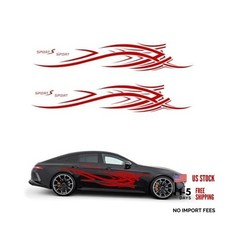 2 PCS Flame Graphics Car Body Side Stickers, Cool Flame Pattern Graphics Red