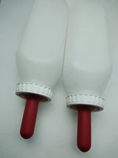 2 X Calf Bottle & Nipple Complete Screw On Merricks 2 Quart Plastic Dairy