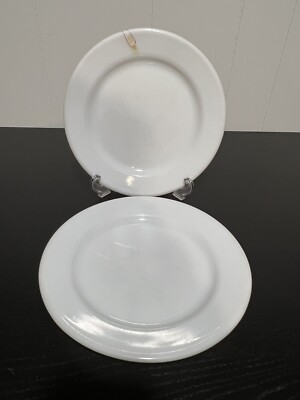 Set of two Corning Ware Milk Glass Dinner Plates 9in