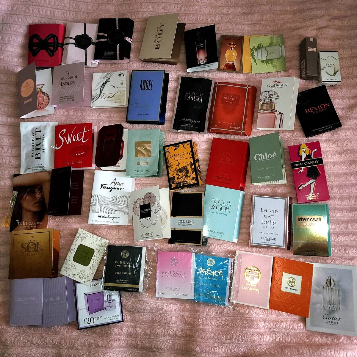 Lot of 44 perfume samples Guerlain Burberry Versace Lancome Chloe