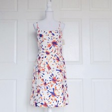 NWT Milly Cotton Print Sleeveless Aline Dress USA Zip Size 8 Slits Lined