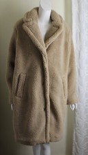Nwt Gap Sz Xl Teddy Bear Deep Pile Funky Beige Long Coat Jacket Lined