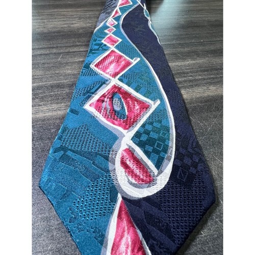 Vintage Elizabeth Nell Necktie Abstract Diamond Pattern Silk Tie for Men - Picture 2 of 3