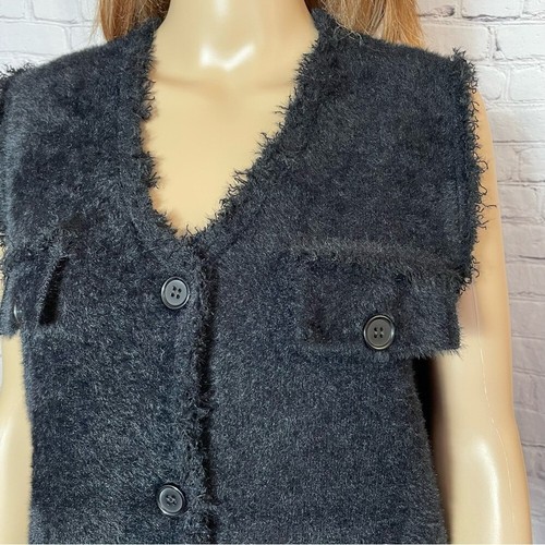 NWT New $138 Max Studio Fur Black Vest With Pockets Size L - Picture 8 of 14