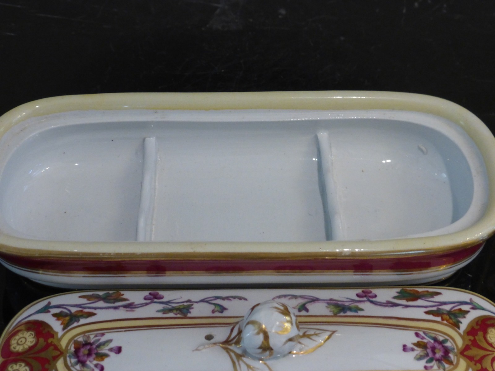 Antique Hand Painted Porcelain Razor Lidded Box | eBay