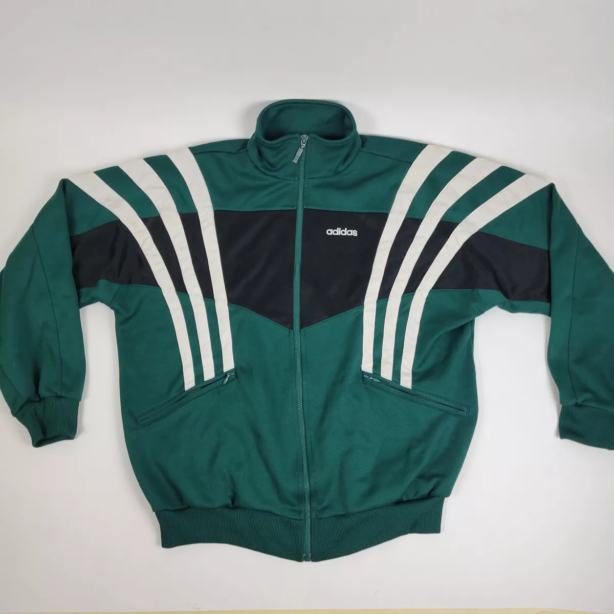 Vintage Adidas Jacket Windbreaker Tracksuit 80s 90s Green Large | eBay