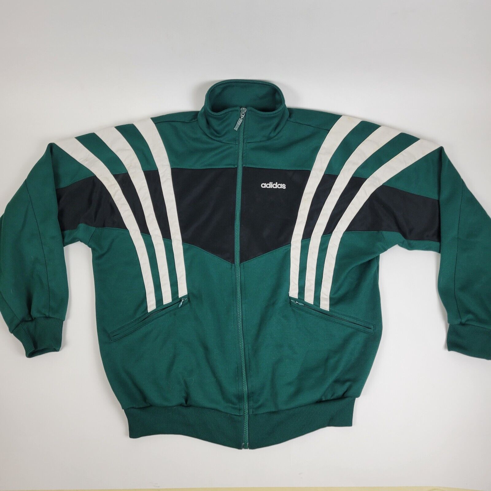 Vintage Adidas Jacket Windbreaker Tracksuit 80s 90s Green Large L