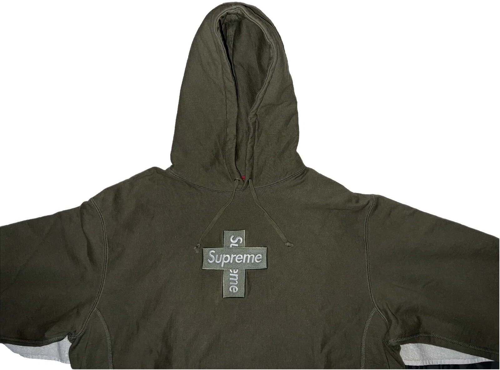 SUPREME CROSS BOX LOGO SWEAT À CAPUCHE OLIVE taille X LARGE FW20 XL