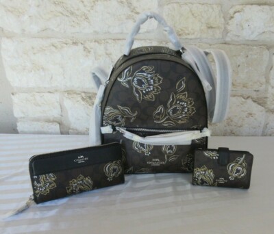 New Coach Signature Metallic Floral Jordyn Backpack Bag or  display picture 2