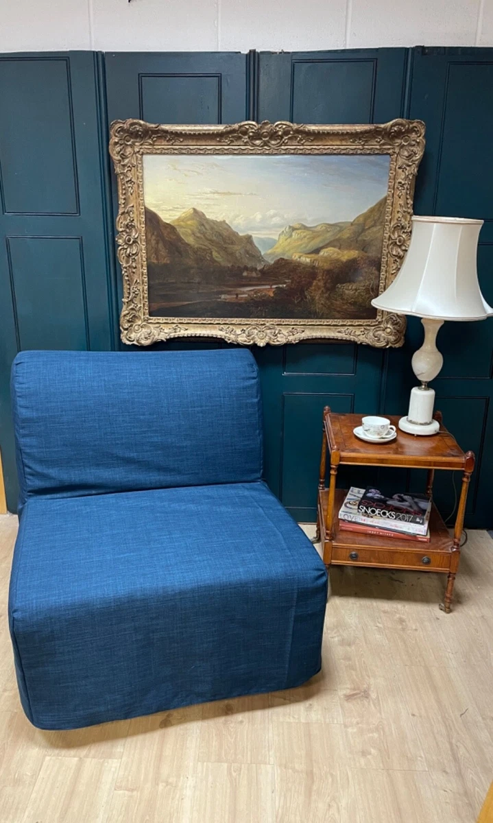 Ikea Lycksele chair bed cover in Linen Look Midnight blue fabric