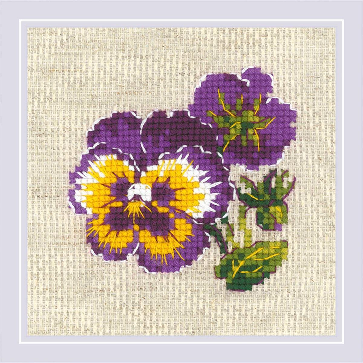 Riolis counted cross stitch kit Paar Stiefmütterchen, DIY