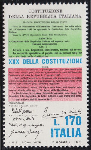 Italie Italy 1351 1978 30º Anniversaire de La Constitution Pièces De Texte MNH - Bild 1 von 1