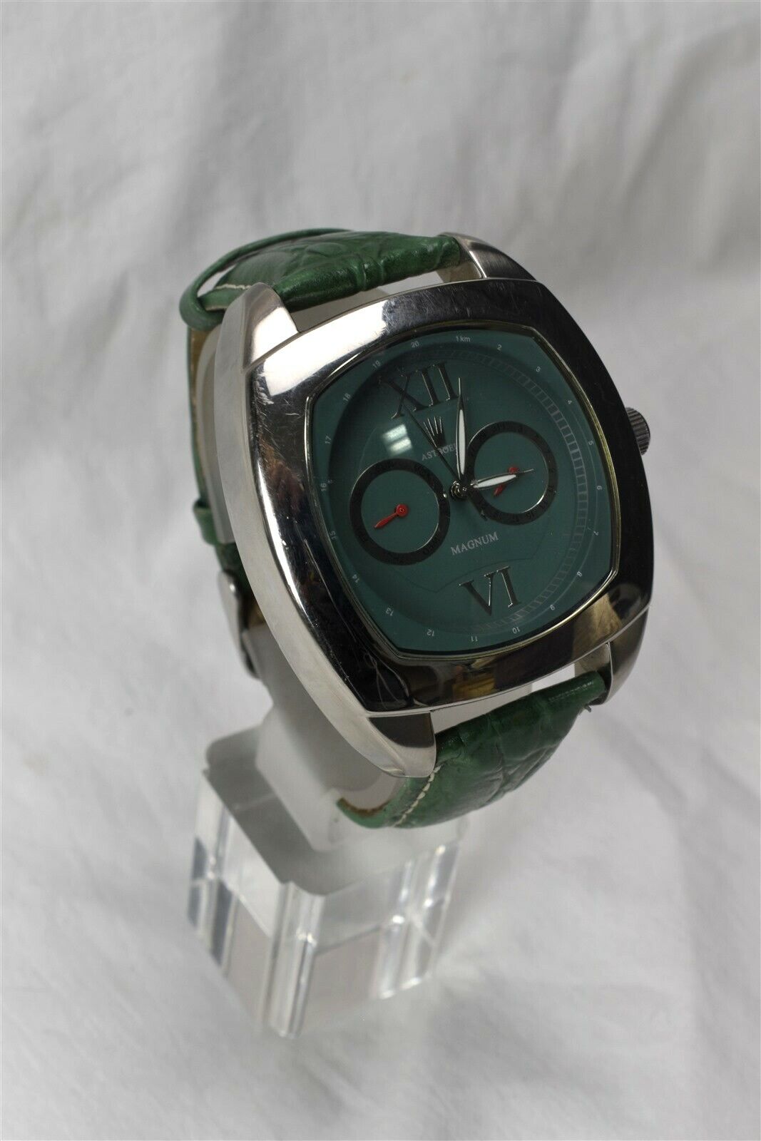 Astboerg Magnum Watch Blue Face Green Band Zeitmesser Berlin 316 Edelstahl AT776