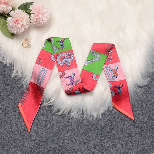 Sallys Boutique Silk Scarf Ribbon Horses Print Slim Head Band Neck Tie 85x5cm - Picture 47 of 51