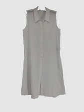$230 Neiman Marcus Women's White Sleeveless Collar Button Up Shirt Dress Size 8