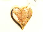 *Vintage* 10K Solid Yellow & Rose Gold Diamond Cut Flower Leaf Heart Pendant