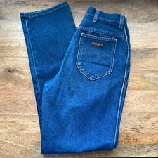 VINTAGE WRANGLER Misses No Fault High Waist Straight Blue Denim Jean Sz 12   