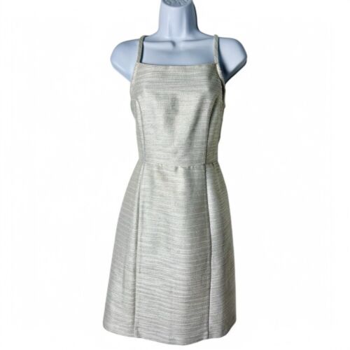 Anthropologie Paper Crown Womens White Spaghetti Strap Mini Dress Fit Flare Sz 4