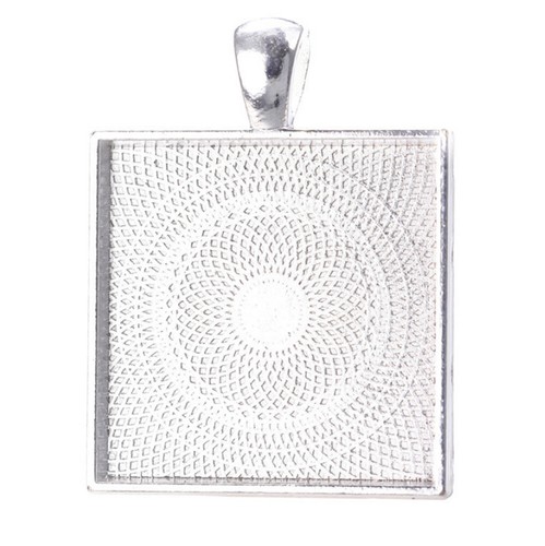 20 Stck. Hell Silber 25 mm Rund/Quadratisch Anhänger Fächer Cabochon Schmuck Einfassung - Bild 9 von 9
