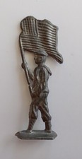 ANTIQUE CAST LEAD AMERICAN FLAG BEARER TOY SOLDIER