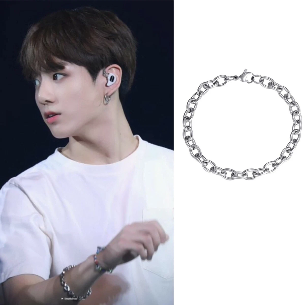 KPOP Idol BTS JungKook Soft Oval Chain Surgical steel Bracelet