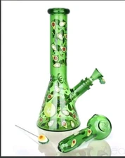 Green Fruit Series Avocodo Gold Bong And Pipe Bundle GLOW IN THE DARK!!!