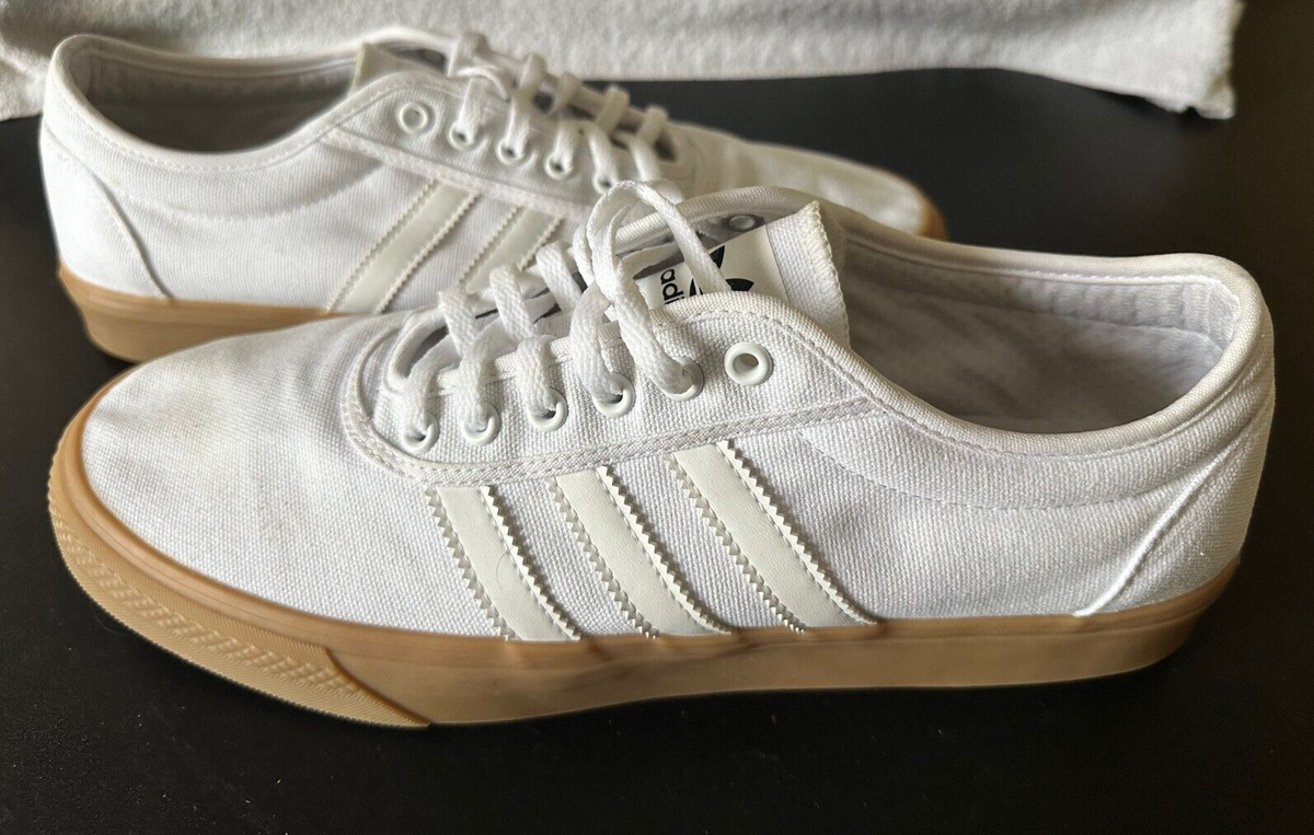 Size 12 Adidas Adi Ease White Canvas Low Top Sneakers Men's Shoes