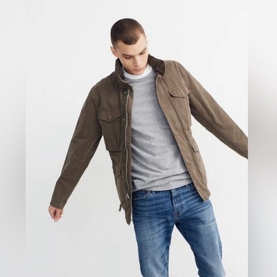 Madewell Mens Utility Field Jacket L2084 Olive Taupe Hooded Cargo Anorak L NWT