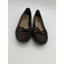 dexFlex Comfort Chocolate Brown Slip On Loafers Womens 9.5 Moccasin Flats Bow