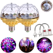2 Set Color Rotating Magic Ball Lights LED Plug-in Disco Ball Lights Party Bulbs