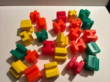 Vintage Playskool Stacking Blocks Shapes Interlocking 25 Blocks Educational GUC